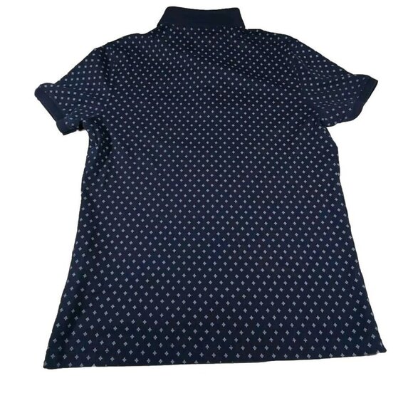 Large Mens Banana Republic Polo Shirt Polka Dot Navy Blue - Picture 7 of 7